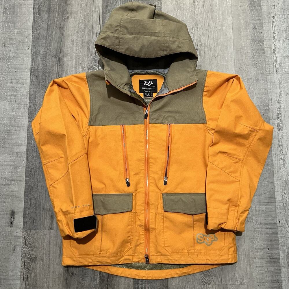 SAGA Tek Monarch 3L Jacket (Saga Supply) Orange/Brown Ski Snowboard Mens Small